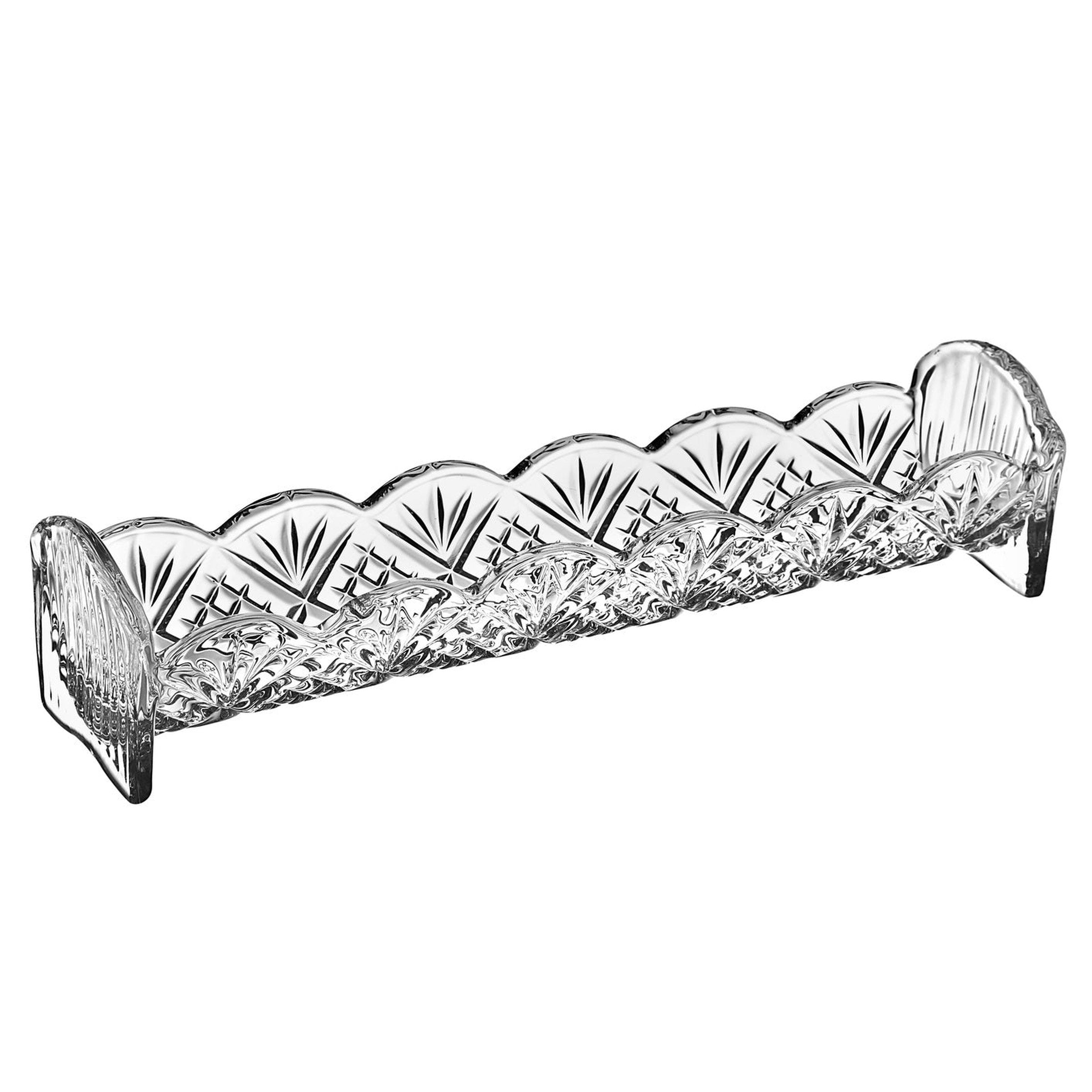 Godinger Dublin Cracker Tray, Snack Dish, Crystal Serving Tray for Crackers, Appetizers, Snacks & Entertaining