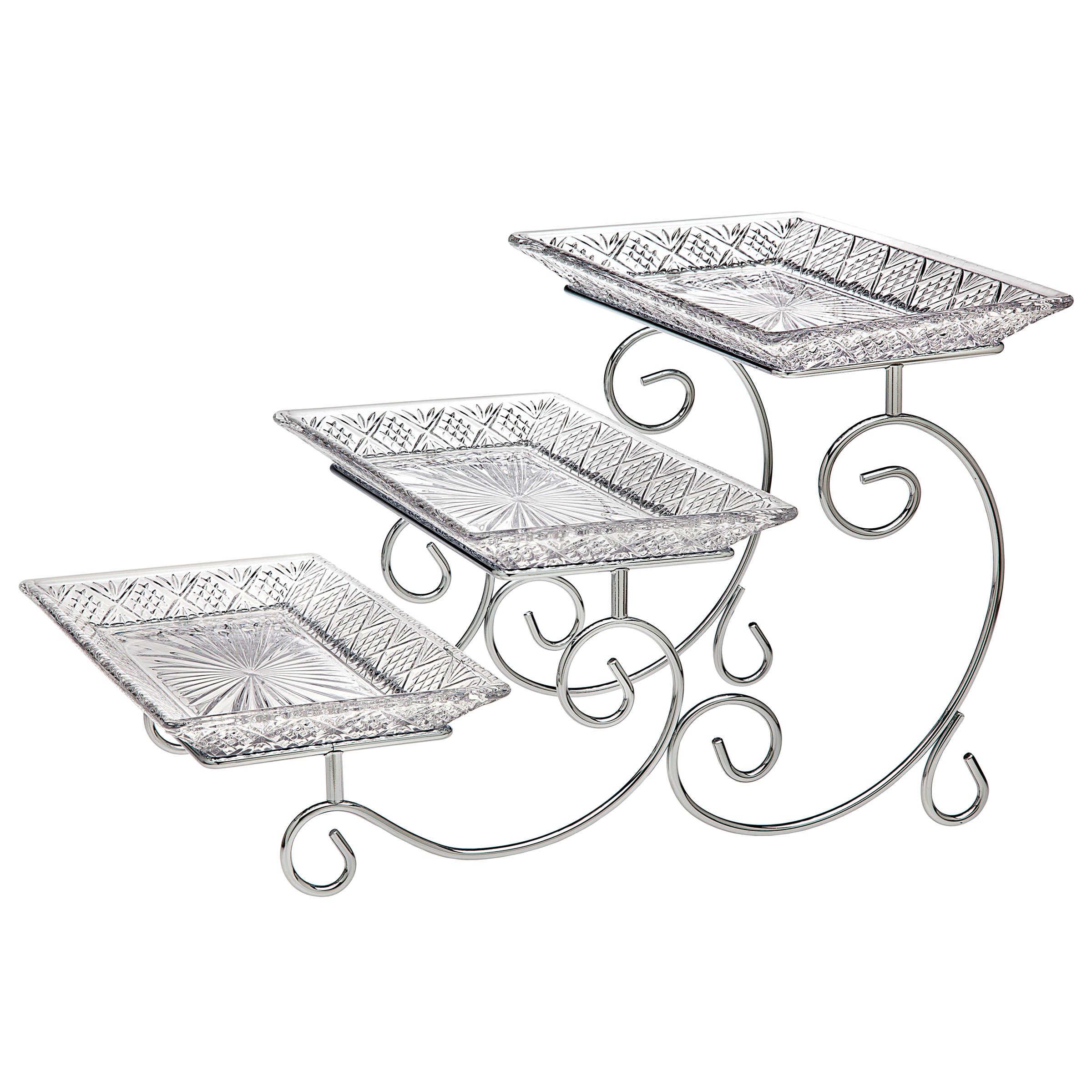 Godinger Dublin 3-Tiered Serving Stand for Party and Event Dessert and Food Display Server