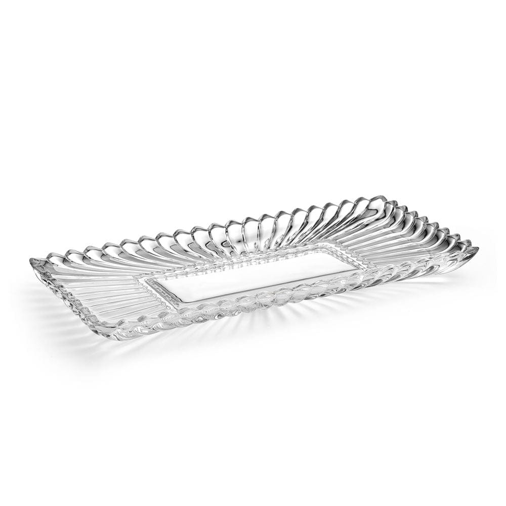Mikasa Estate Crystal Glass Rectangular Serving Decorative Tray, 14.75 Inch