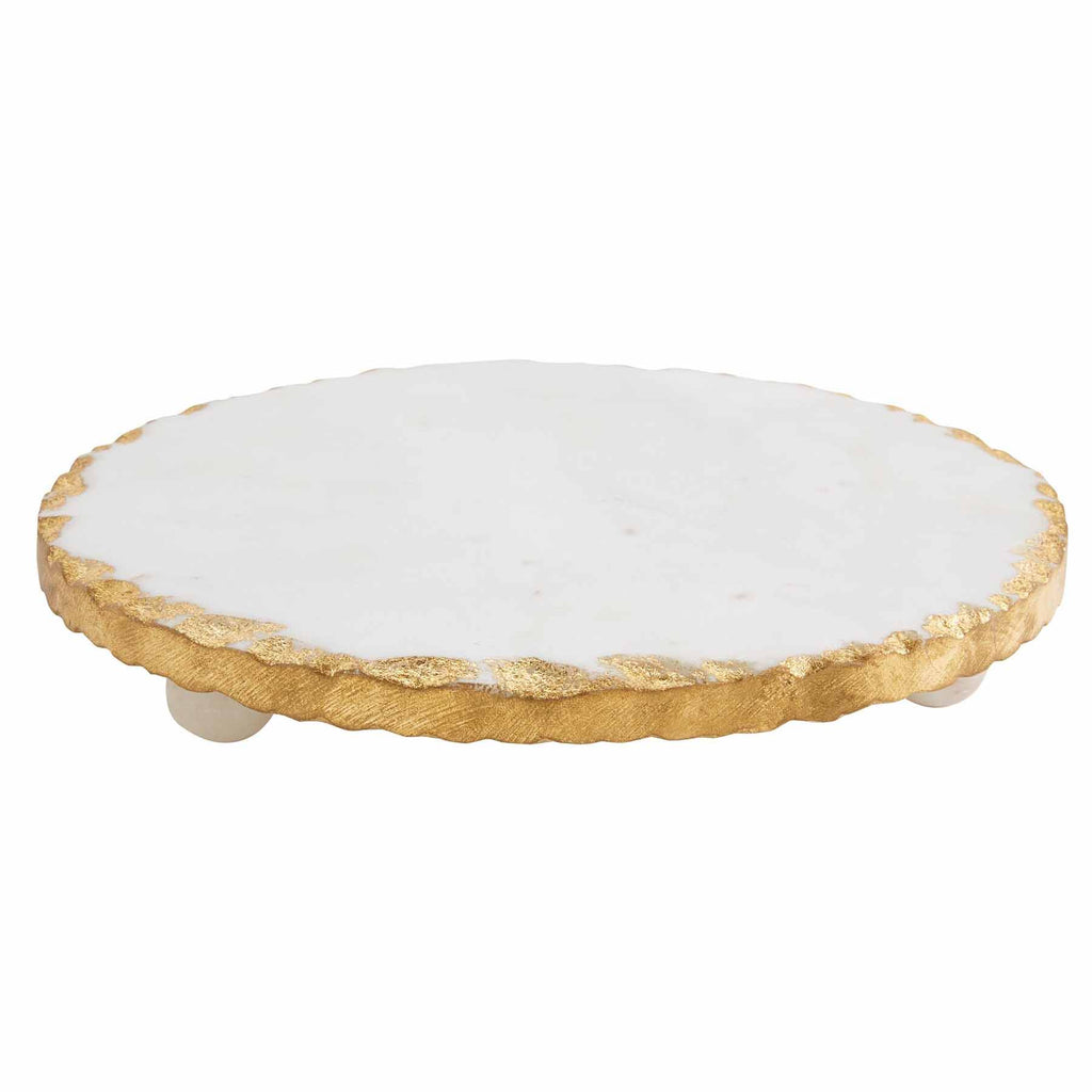 Mud Pie Marble Trivet, 1 1/4" x 8 1/2" dia, Gold